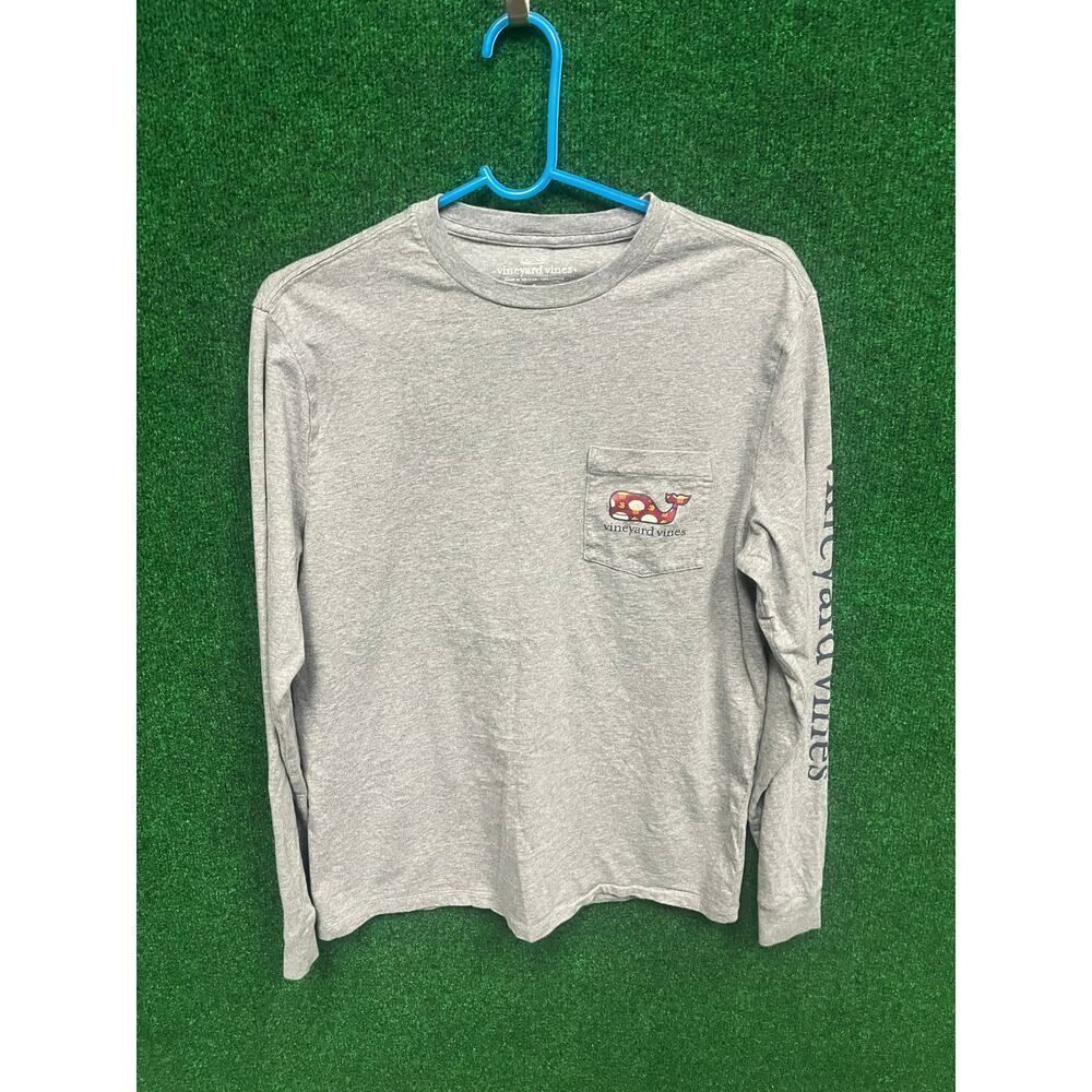 Vineyard Vines Shirt Small Pocket Tee Gray Crew Whale UNISEX